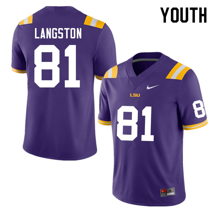 Youth #81 Bryce Langston LSU Tigers College Football Jerseys Sale-Purple